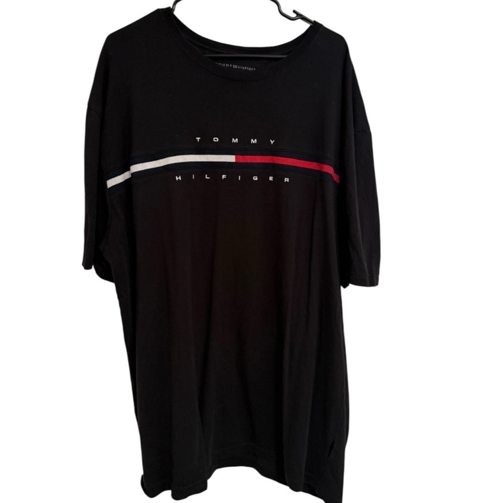 Tommy Hilfiger Black Flag Stripe Logo Tee Size 3XL